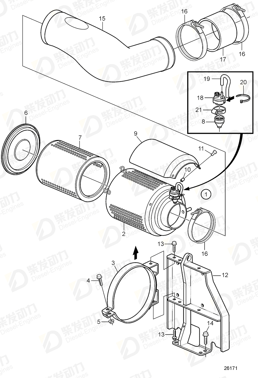 VOLVO Air filter 21233121 Drawing